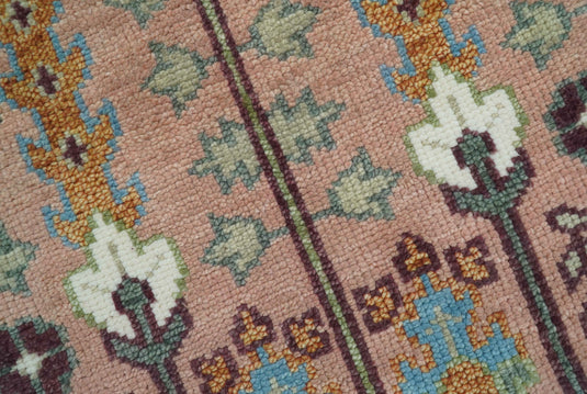 Pink And Olive Tree of Life Vintage Hand Knotted Wool Rug Living Room Rug- (FC)