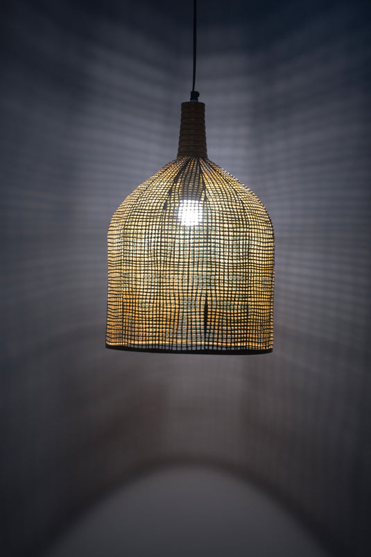 Natural Brown Basket Pattern Metal Lampshade