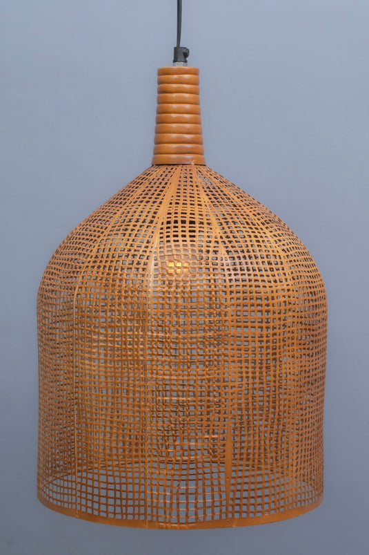 Natural Brown Basket Pattern Metal Lampshade