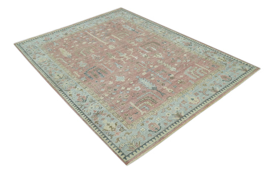 Tree of Life Light Brown And Blue Hand Knotted 9x12 ft Bedroom, Living Room Rug Wool Area Rug