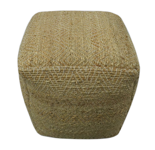 Tribal Beige Jute Footstool, Seat, Foot Rest Living Room, Bedroom