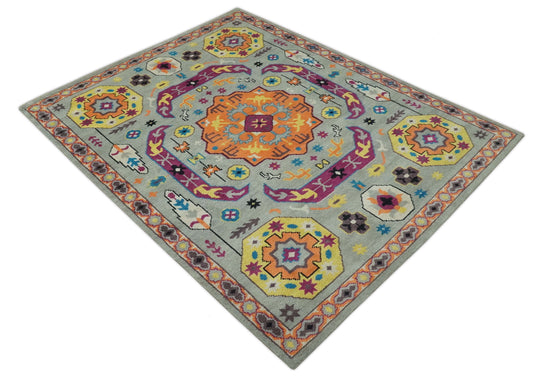 Traditional Pattern Multicolor Hand Knotted 8x10 ft wool Area Rug