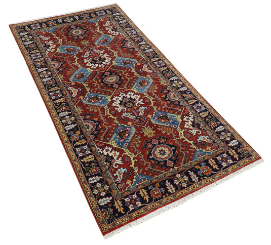 Beautiful Premium look Persian Hand knotted Black and Red 2.6x12 and 4x8 wool Area Rug