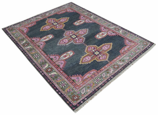 Hand Knotted Heriz Serapi Rug Grey and Pink 8x10 ft Ideal for Living, Bedroom, and Dining Rooms | CP1911810S