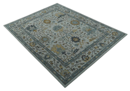 Silver, Gray And Beige Hand Tufted Oushak 8x10 ft Bedroom, Living Room Rug Wool Area Rug