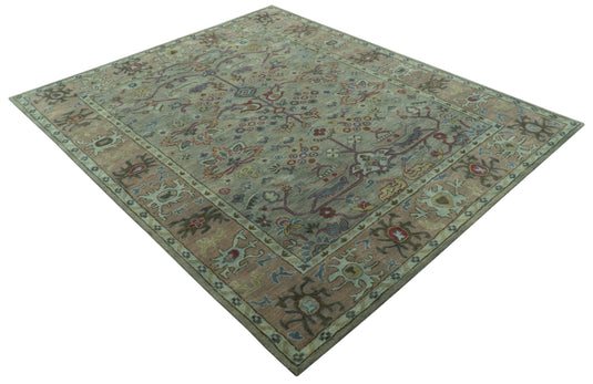 Custom Made Traditional Floral Green And Brown Hand Tufted Wool Area Rug