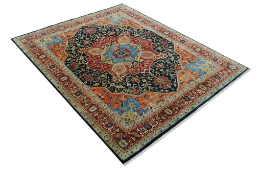 Hand Knotted Traditional Heriz Serapi Olive, Brown And Beige Wool Rug 8x10 ft Ideal for Living, Bedroom And Dining Rooms | CP2440810