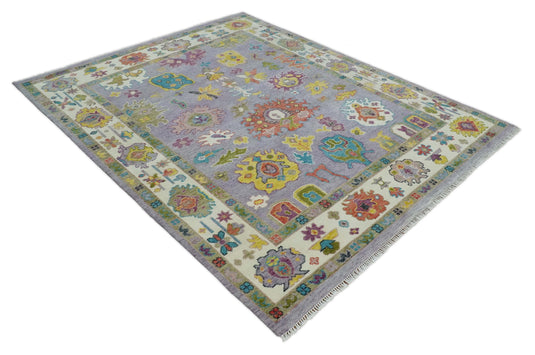 Hand Knotted Oriental Oushak Colorful Rug Purple and Ivory 8x10 ft Ideal for Living, Bedroom, and Dining Rooms | CP1287810