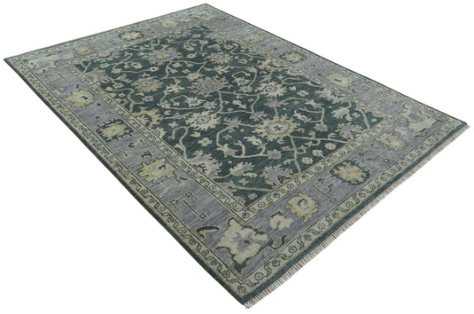 Hand Knotted Traditional Oushak Rug Grey and Charcoal Multi Size Ideal for Living, Bedroom, and Dining Room