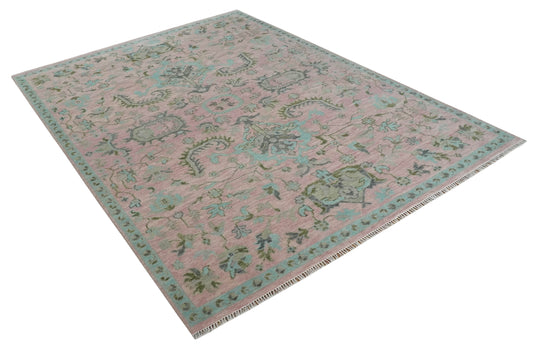 Hand Knotted Oushak Rug Pink and Aqua Multi Size Ideal for Living, Bedroom, and Dining Rooms |CP1712