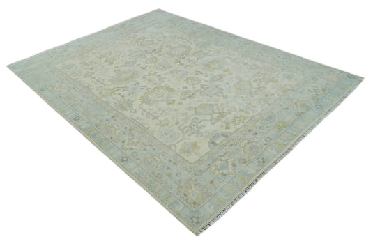 Antique Look Hand Knotted Oushak Rug Beige and Grey Multi Size Ideal for Living, Bedroom, and Dining Room