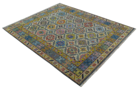 Hand Knotted Oriental Oushak Rug  Beige,Grey and Mustard Multi Size Ideal for Living, Bedroom, and Dining Room