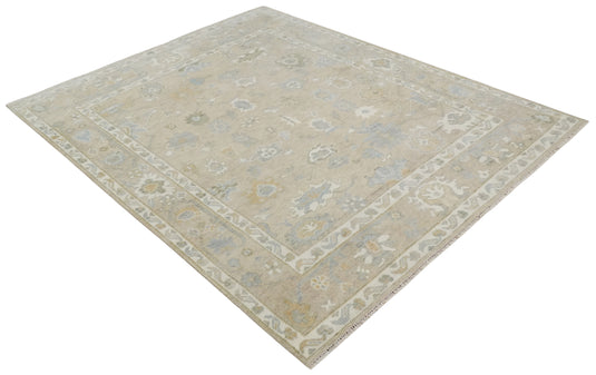 Hand Knotted Traditional Oushak Rug Camel and Ivory Multi Size Ideal for Living, Bedroom, and Dining Room