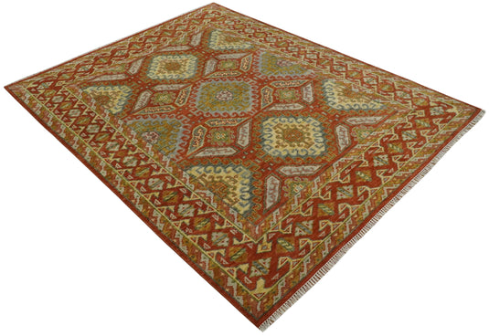 Rust and Gold Hand knotted Multi Size Oriental wool Area Rug