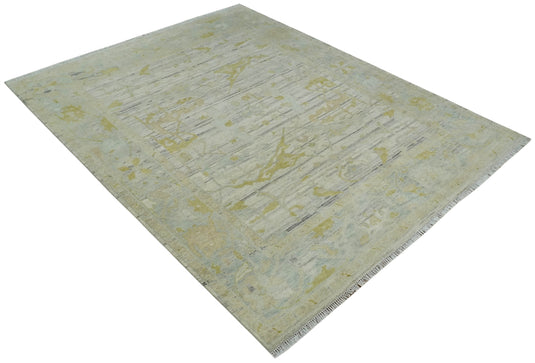 Hand Knotted Oriental Oushak  Rug Beige and Ivory Multi Size Ideal for Living, Bedroom, and Dining Rooms |CP1701