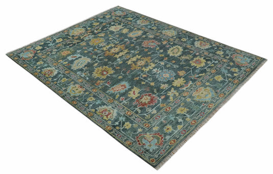 Hand Knotted Oriental Oushak Rug Grey, Beige and Aqua Multi Size Ideal for Living, Bedroom, and Dining Room CP2039