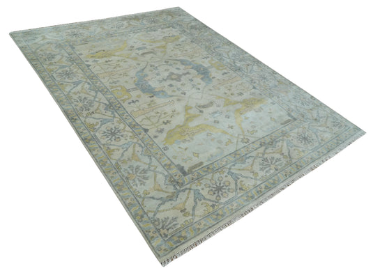 Traditional Oushak Hand knotted Beige and Grey 9x12 wool Area Rug