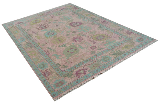 Hand Knotted Vibrant Oriental Oushak Rug Pink and Aqua Multi Size Ideal for Living, Bedroom, and Dining Rooms | CP1711