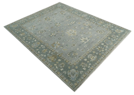 Traditional Oriental Gray, Brown And Ivory Hand Knotted 8x10 ft Bedroom, Living Room Rug Wool Area Rug