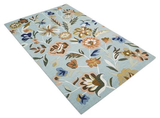 Custom Made Premium Colorful Floral Pattern Hand Tufted  Wool Area Rug