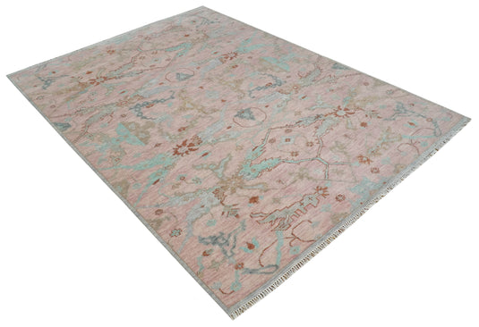 Light Pink Hand knotted Oriental Oushak Multi size wool Area Rug