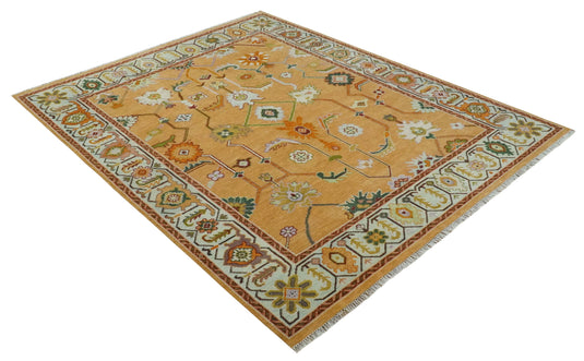 Hand Knotted Oriental Heriz Serapi Rug Orange and Ivory Multi Size Ideal for Living, Bedroom, and Dining Room