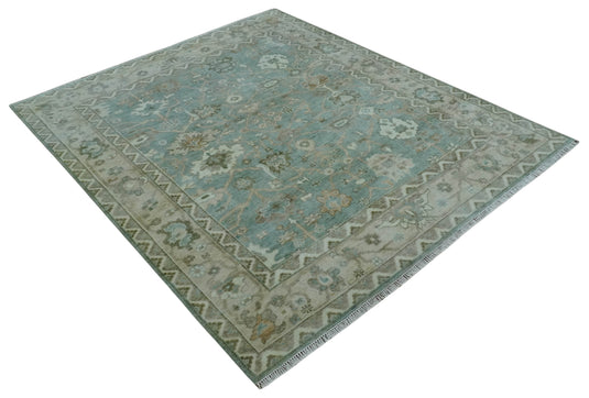 Hand Knotted Oriental Oushak Rug Aqua and Silver Multi Size Ideal for Living, Bedroom, and Dining Rooms |CP1708