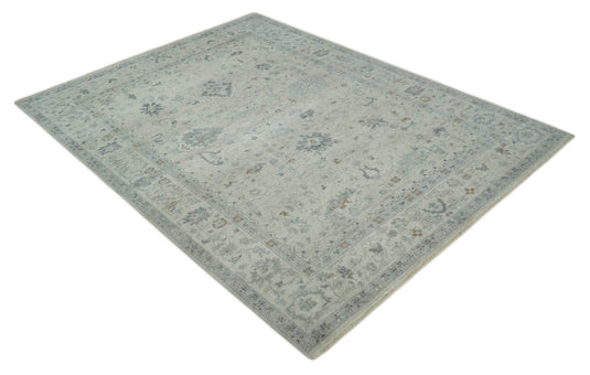 Custom Made Traditional Antique Floral Pattern Dark Cream And Gray Hand Knotted Wool Area Rug