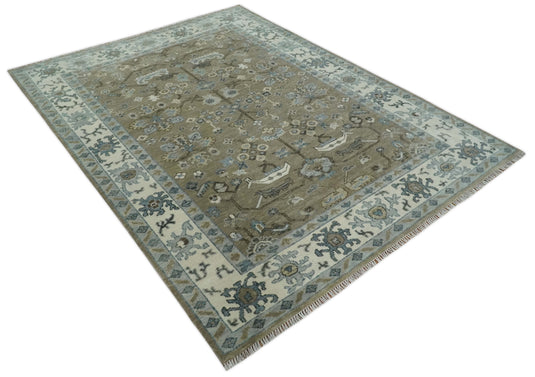 Hand Knotted Oriental Oushak Rug Camel, Ivory and Silver Multi Size Ideal for Living, Bedroom, and Dining Rooms | CP1704