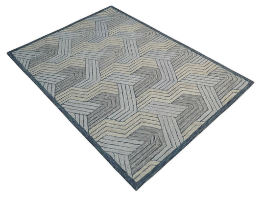 Custom Made Modern Chevron Pattern Silver, Gray And Camel Hand Tufted  Wool Area Rug