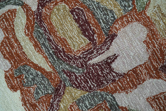 Hand Tufted Floral Green, Blue, Pink And Rust Rug 8x10 ft Ideal for Living, Bedroom And Dining Rooms