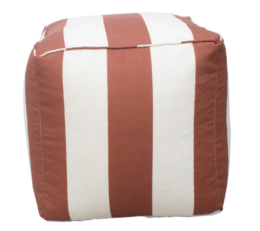 Terracotta Nautical Stripes Polyester Outdoor Ottoman Pouf Footstool, Seat, Foot Rest Living Room, Bedroom