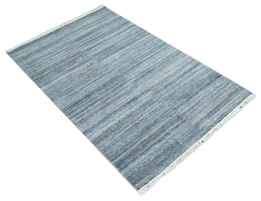 Abstract Black, Charcoal and Gray Handwoven 5x8 ft Bedroom, Living Room Rug Pet Yarn Area Rug