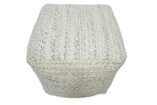 Ottoman Viscose Ivory, Beige And Gray Chevron Handwoven Pouf Footstool, Seat, Foot Rest Living Room, Bedroom