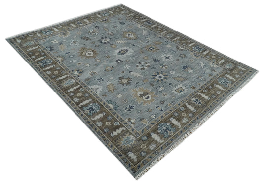 Traditional Gray And Brown Hand Knotted 8x10 ft Bedroom, Living Room Rug Wool Area Rug