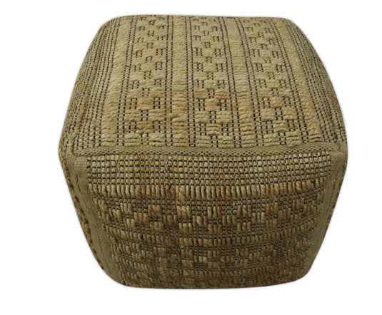 Modern Beige Jute Ottoman Footstool, Seat, Foot Rest Living Room, Bedroom