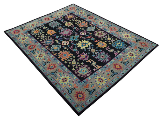 Vibrant Colorful Oushak Hand Knotted 8x10 ft wool Area Rug