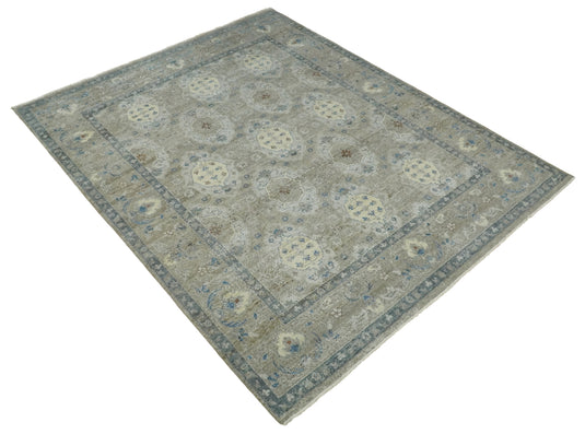 Brown Vintage Traditional Handknotted Persian Rug Made with Wool | Oxidised,DIstressed low Pile Vintage Rug, Living Room Rug