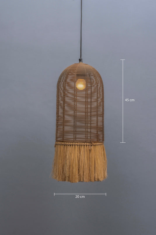 Rustic Brown Metal Natural Pendant Lamp with Grass Fringes