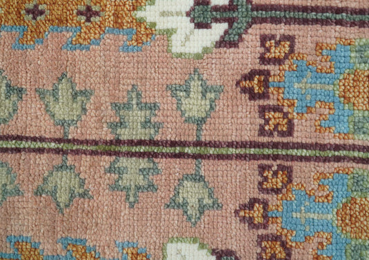 Pink And Olive Tree of Life Vintage Hand Knotted Wool Rug Living Room Rug- (FC)
