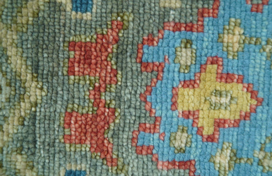 Antique Traditional Vintage Oushak Moss Gray And Blue Area Rug- (FC)