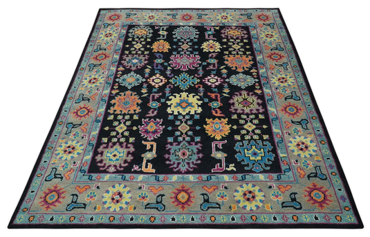 Vibrant Colorful Oushak Hand Knotted 8x10 ft wool Area Rug