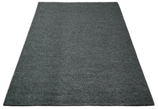 Available in USA Hand-Woven Solid Charcoal and grey 5x8, 9x12 ft Bedroom, Living Room Rug, kids Room Wool Area Rug | AADOV2