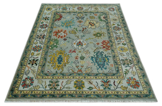 Hand Knotted Oriental Oushak Colorful Rug Silver and Gold Multi Size Ideal for Living, Bedroom, and Dining Rooms |CP1335