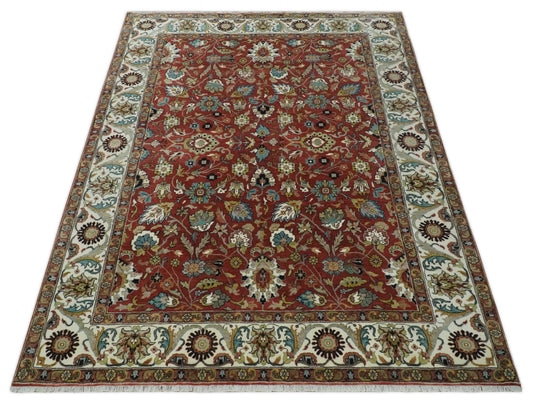 Beautiful Premium look Oushak Hand knotted Brown and Ivory 8x10 wool Area Rug