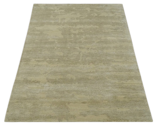 Abstract Pattern Hand knotted Light Brown and Gray 4x6 ft Bedroom, Living Room Rug Wool and Art Silk Area Rug