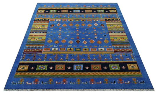 Hand Knotted Traditional Antique Gabbeh Rug Vibrant Blue and Black Multi Size Ideal for Living, Bedroom, and Dining Rooms | CP1862