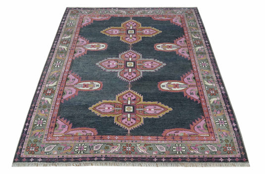 Hand Knotted Heriz Serapi Rug Grey and Pink 8x10 ft Ideal for Living, Bedroom, and Dining Rooms | CP1911810S