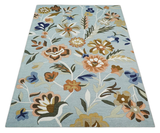 Custom Made Premium Colorful Floral Pattern Hand Tufted  Wool Area Rug