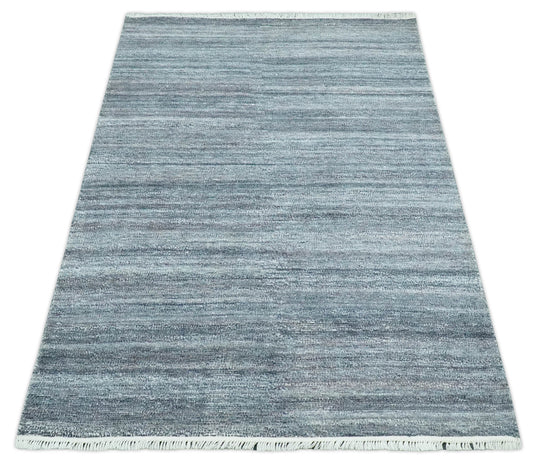 Abstract Black, Charcoal and Gray Handwoven 5x8 ft Bedroom, Living Room Rug Pet Yarn Area Rug